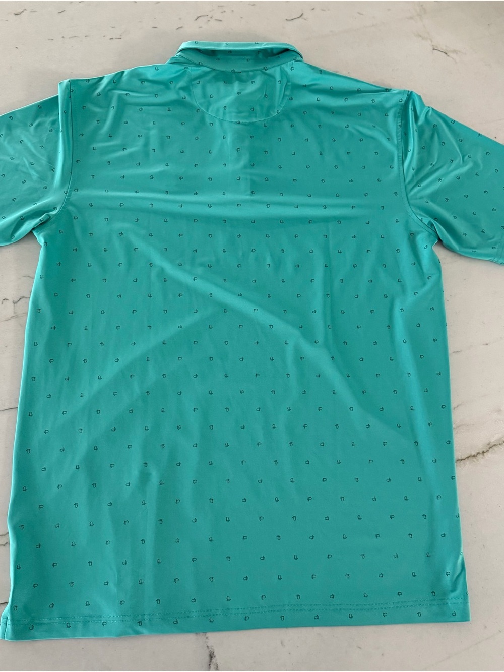 Masters Tech Men's L Green Performance Golf Polo Shirt AOP Masters Logo Print - Picture 4 of 7